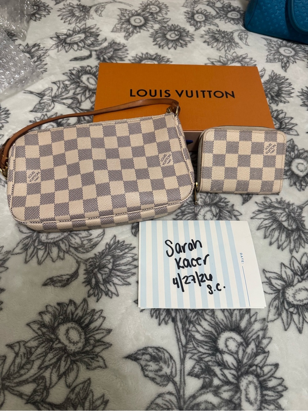 Louis Vuitton Damier Azur Pochette and zippy Coin Purse